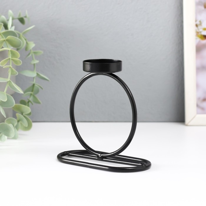Подсвечник металл на 1 свечу Подсвечник металл на 1 свечу "Кольцо" d=4 см чёрный 11х6х11 см