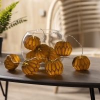 Гирлянда &laquo;Нить&raquo; 2 м с насадками &laquo;Фиолетовый фонарик&raquo;, IP20, прозрачная нить, 10 LED, батарейки AAх2 (нет в комплекте), свечение тёплое белое