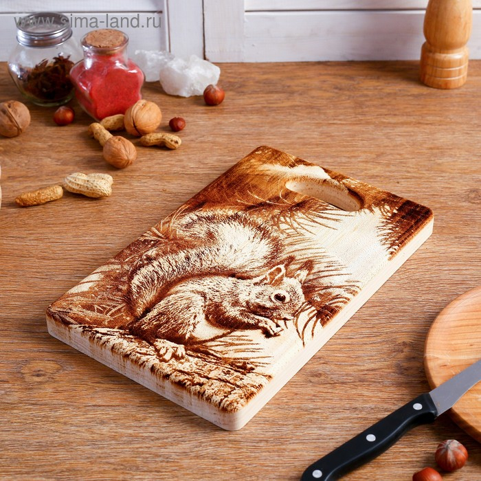 Доска из массива кедра &laquo;Бельчонок&raquo;, прямоугольная, 18 &times; 28 см