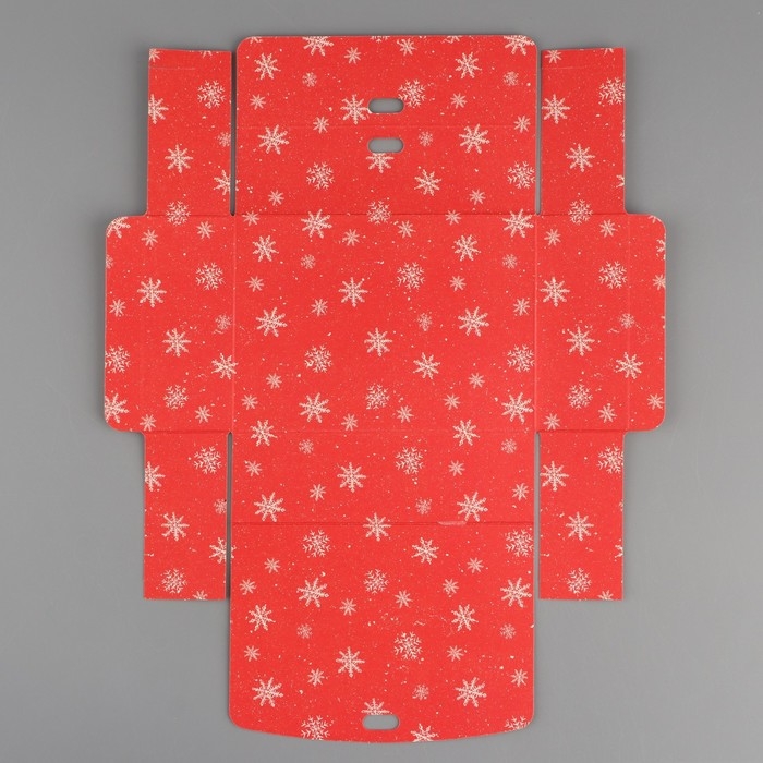 Коробка подарочная новогодняя складная двухсторонняя &laquo;Новогоднее окно&raquo;, 16.5 х 12.5 х 5 см, БЕЗ ЛЕНТЫ, Новый год