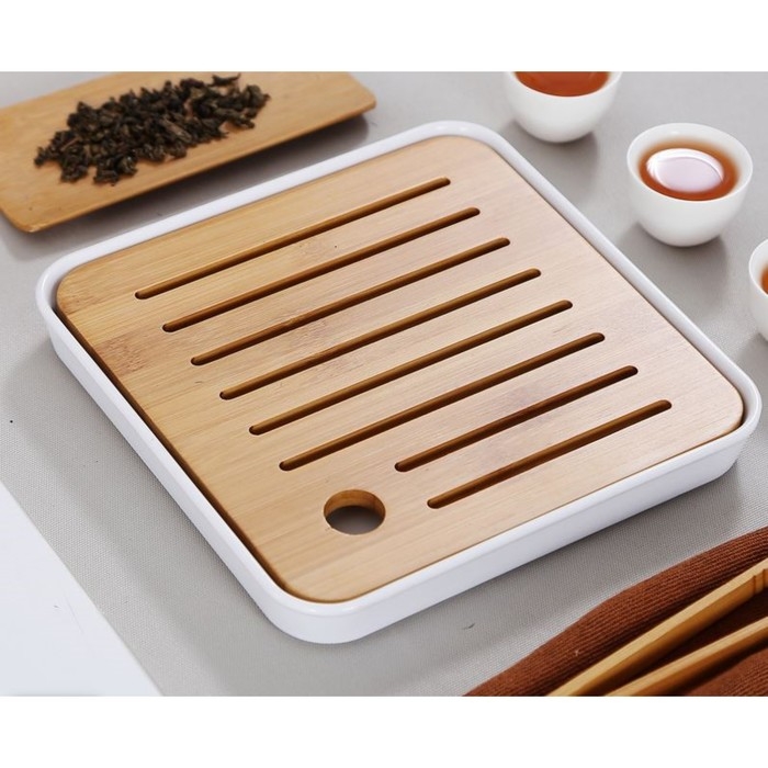 Поднос для чайной церемонии, 20 х 20 х 2.5 см, белый поддон Поднос для чайной церемонии, 20 х 20 х 2.5 см, белый поддон