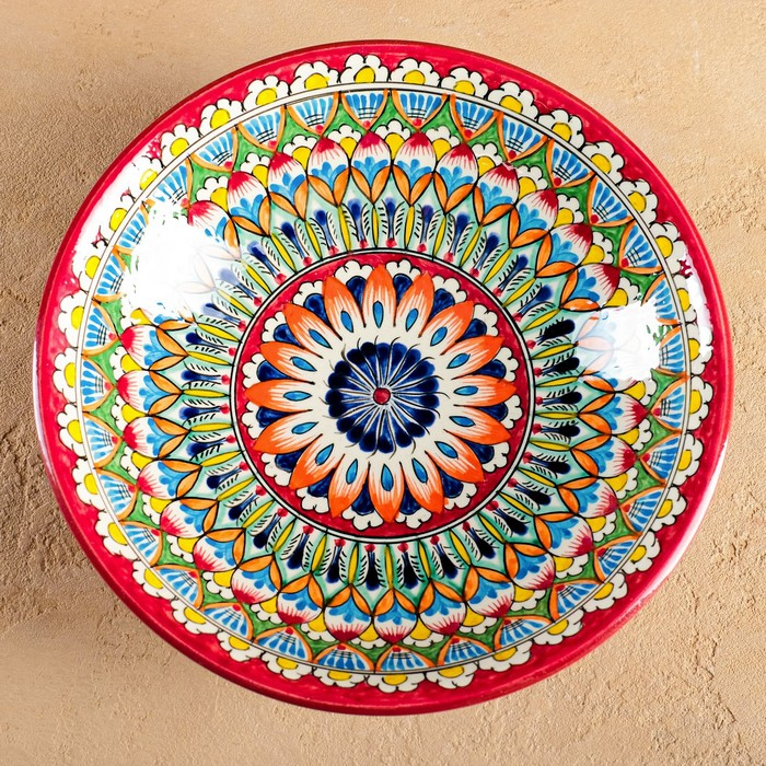 Супница Риштанская Керамика Супница Риштанская Керамика "Узоры", 23 см, красная