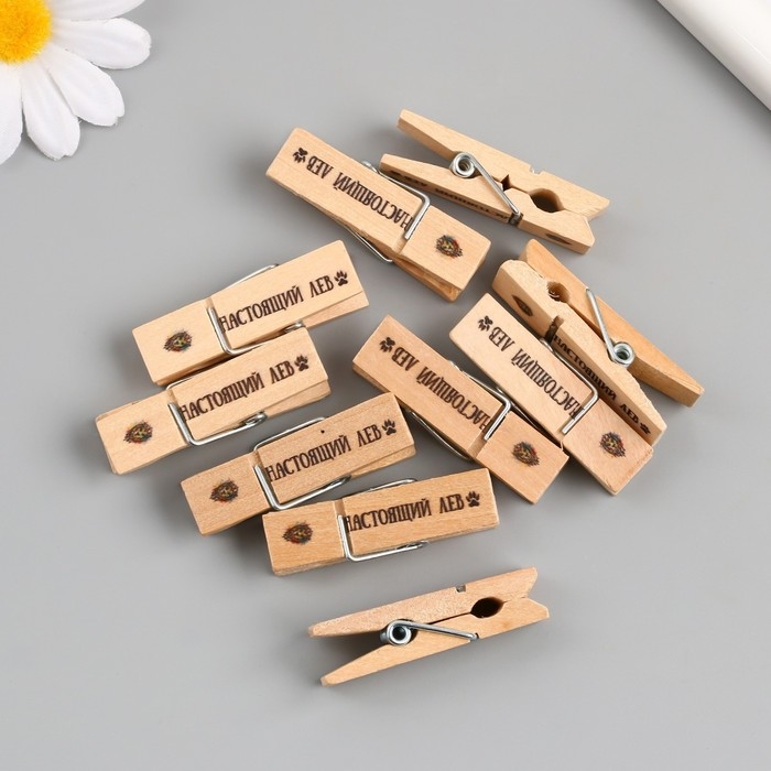 Декор для творчества дерево Декор для творчества дерево "Прищепка - Настоящий лев" набор 10 шт