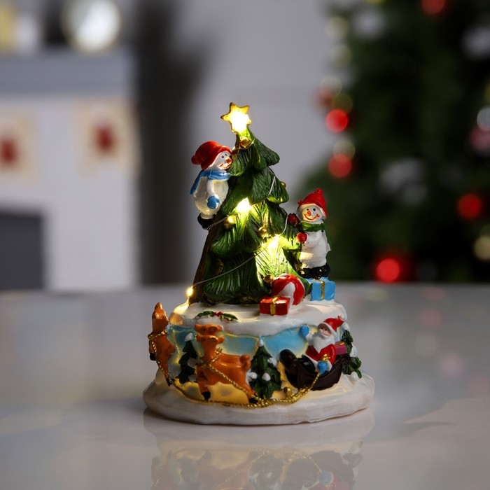 Светодиодная фигура &laquo;Ёлка&raquo; 10 &times; 15 &times; 10 см, полистоун, батарейки АААх2 (не в комплекте), свечение тёплое белое