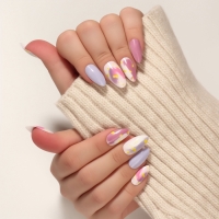 Накладные ногти &laquo;Пятнышки&raquo;, 12 шт, с клеевыми пластинами, форма миндаль, разноцветные