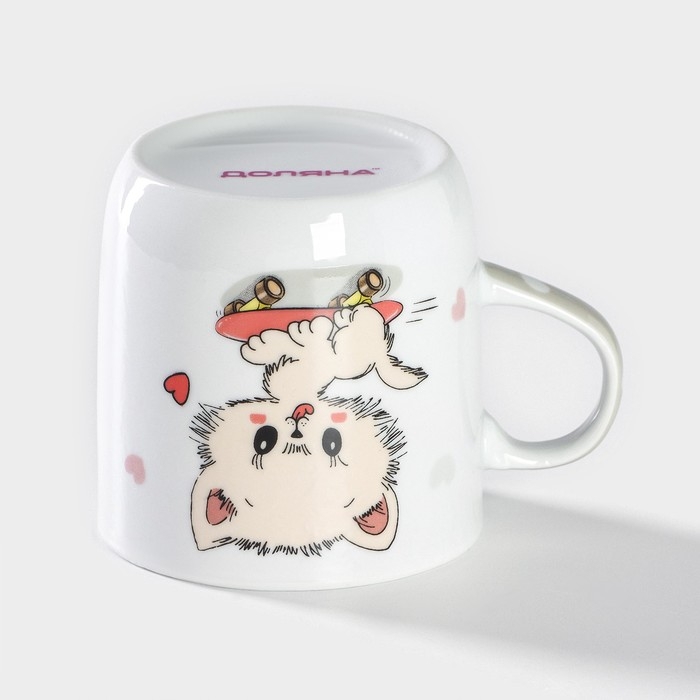 Кружка керамическая Доляна &laquo;Котёнок на скейте&raquo;, 230 мл, цвет белый