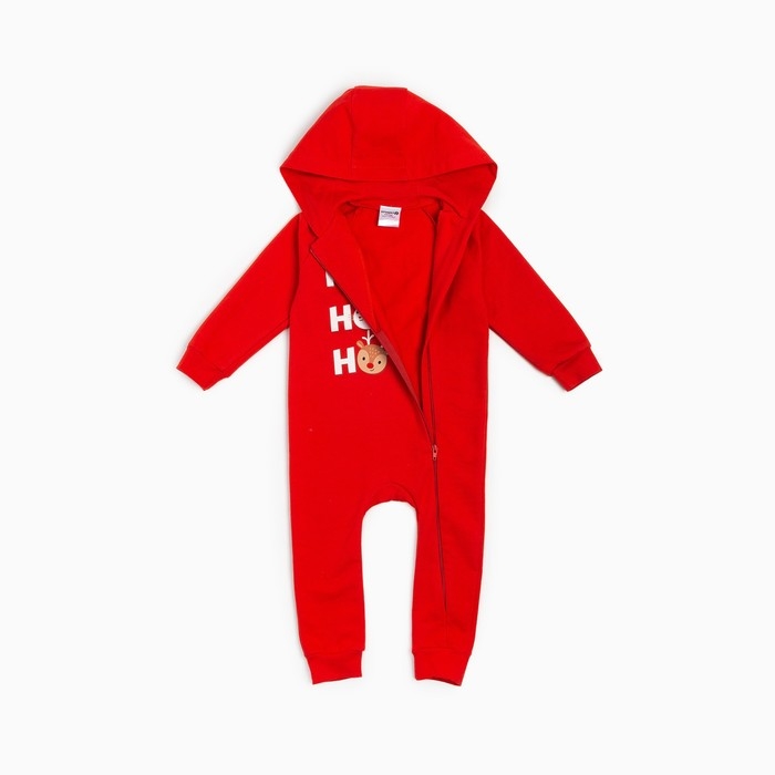 Комбинезон с капюшоном Крошка Я &laquo;Новогодние зверята&raquo;, рост 62-68 см, цвет красный