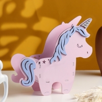 Кашпо деревянное 21.5×7×21 см уникальное "Единорог", розовый сиреневый Кашпо деревянное 21.5×7×21 см уникальное "Единорог", розовый сиреневый