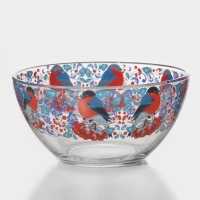 Салатник &laquo;Снегири на рябине&raquo;, стеклянный, 900 мл