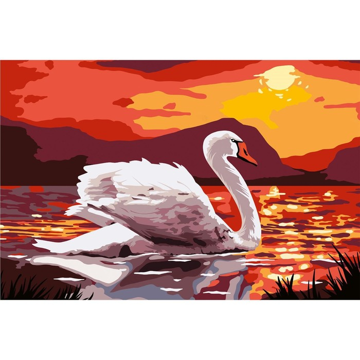 Алмазная мозаика с полным заполнением на холсте &laquo;Лебедь&raquo;, 20 х 30 см