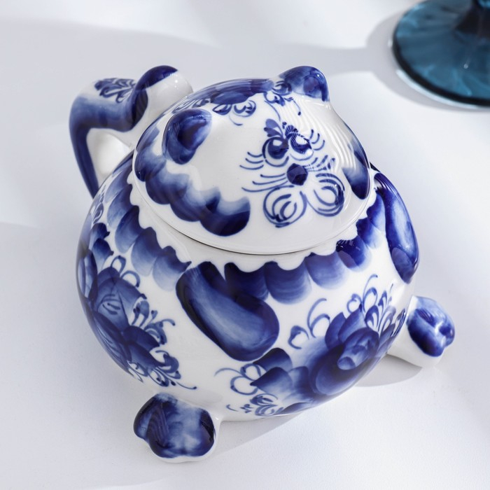 Сахарница &laquo;Кот&raquo;, гжель