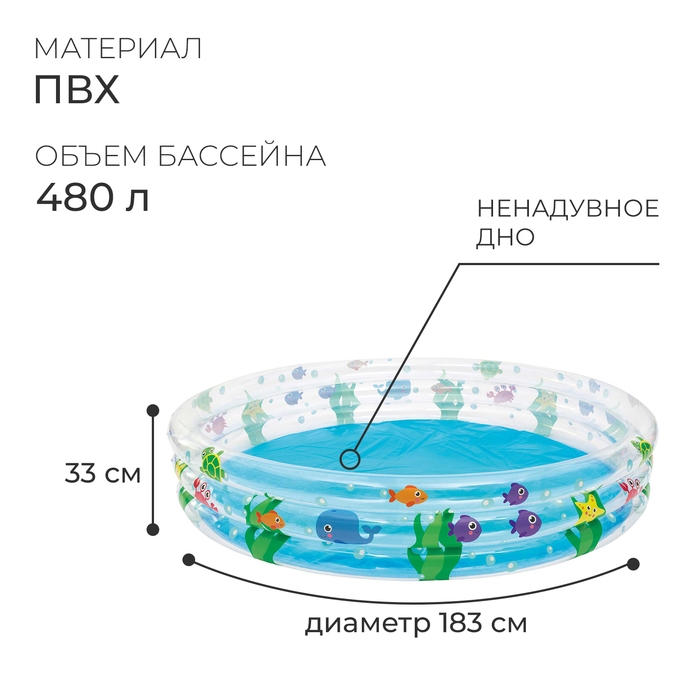 Бассейн надувной &laquo;Подводный мир&raquo;, 183 х 33 см, 51005 Bestway