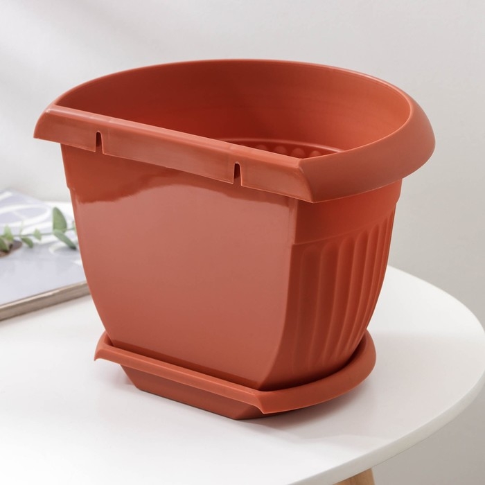 Горшок с поддоном настенный «Ливия», 4,6 л, цвет терракотовый Горшок с поддоном настенный «Ливия», 4,6 л, цвет терракотовый
