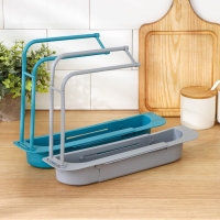 Держатель на раковину для кухонных мелочей Доляна, 36(49,5)&times;9&times;26 см, цвет МИКС