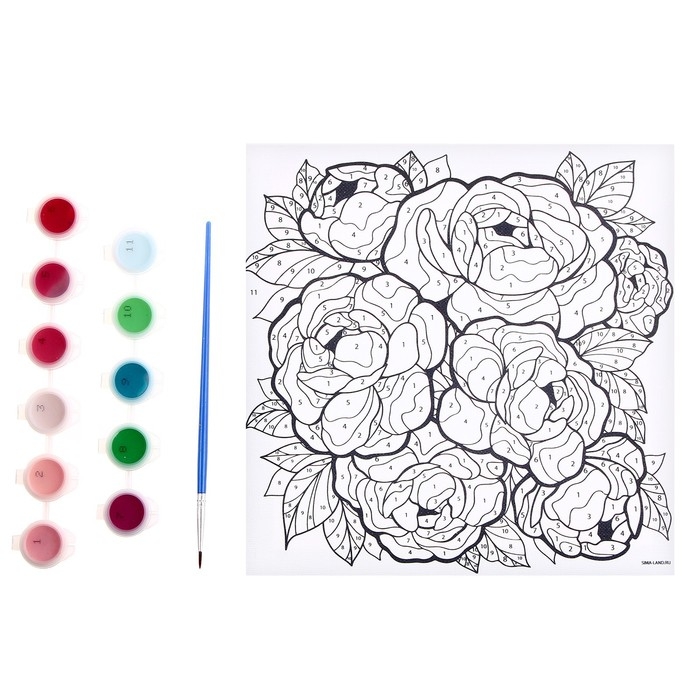 Картина по номерам на холсте с подрамником &laquo;Букет пионов&raquo;, 20 х 20 см