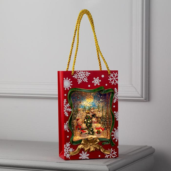 Светодиодная фигура &laquo;Подарочный пакет&raquo; 15 &times; 23 &times; 7 см, пластик, батарейки ААх3 (не в комплекте), USB, свечение тёплое белое