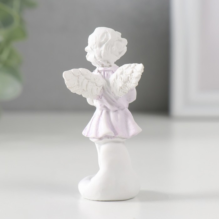 Сувенир полистоун "Белоснежный ангел в цветной тоге с мишкой" 7,2х3,5х2,8 см