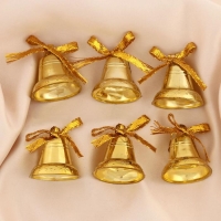 Украшение ёлочное "Колокольчики со звёздочками и бантиком" (набор 6 шт) 3 см, микс