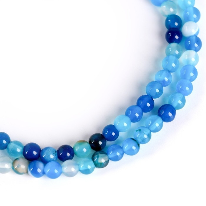 Бусины из натурального камня &laquo;Голубой агат&raquo; набор 90 шт., размер 1 шт. &mdash; 4 мм