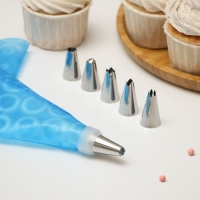 Набор кондитерский Доляна &laquo;Хоста&raquo;, 8 предметов: 6 насадок, адаптер, мешок кондитерский 27&times;15 см, цвет МИКС