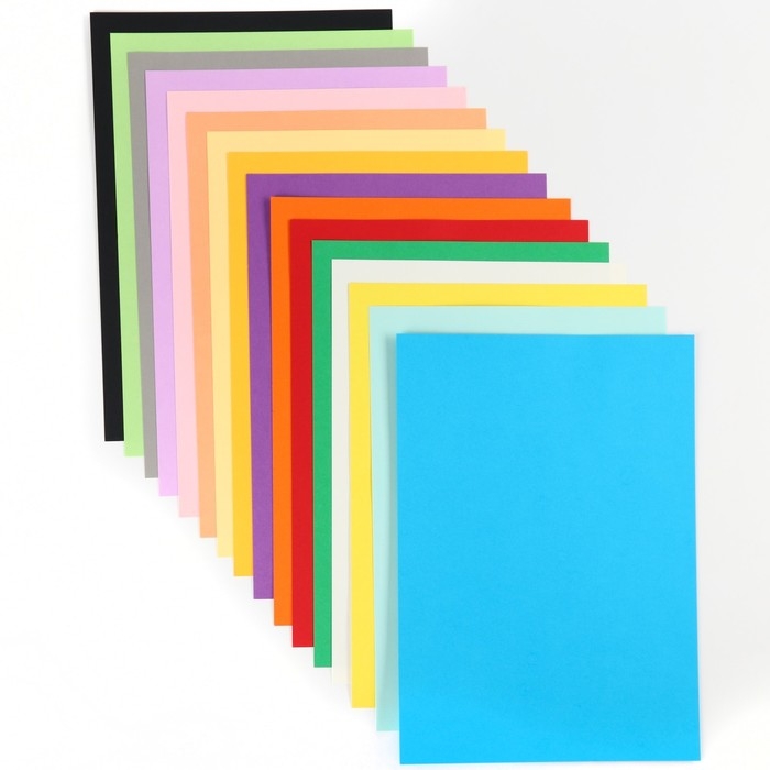 Картон цветной тонированный, А4, 16 листов, 16 цветов, немелованный, двусторонний, в пакете, 180 г/м&sup2;, Смешарики