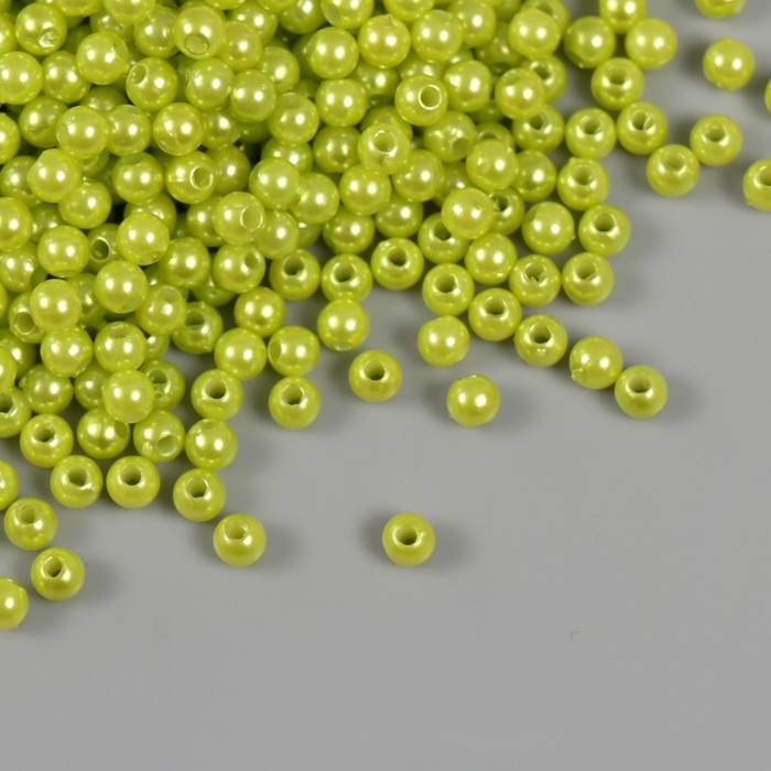 Набор бусин "Жемчуг" d 4 мм, 250 гр, салатовый