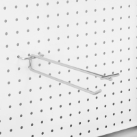 Крючок одинарный с ценникодержателем для металлической перфорированной панели, шаг 50 мм, d=4,8 мм, L=25 см, цвет хром