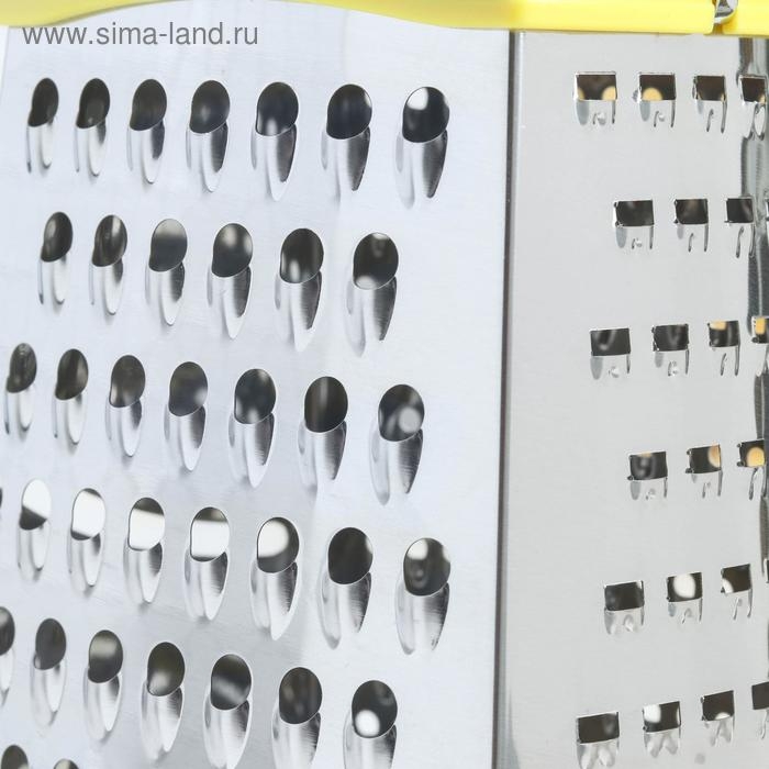 Тёрка четырёхгранная &laquo;Релайн&raquo;, 14&times;12&times;23 см, прорезиненное дно, цвет МИКС