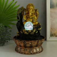 Фонтан настольный от сети, подсветка "Ганеша в золотом сидящий у лотоса" 20.5х20.5х30 см Фонтан настольный от сети, подсветка "Ганеша в золотом сидящий у лотоса" 20.5х20.5х30 см