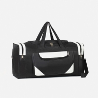 Сумка дорожная, 3 отдела на молниях, наружный карман, длинный ремень, цвет чёрный Сумка дорожная, 3 отдела на молниях, наружный карман, длинный ремень, цвет чёрный