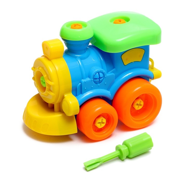 Конструктор винтовой &laquo;Паровозик&raquo;, с отвёрткой 18 деталей, МИКС