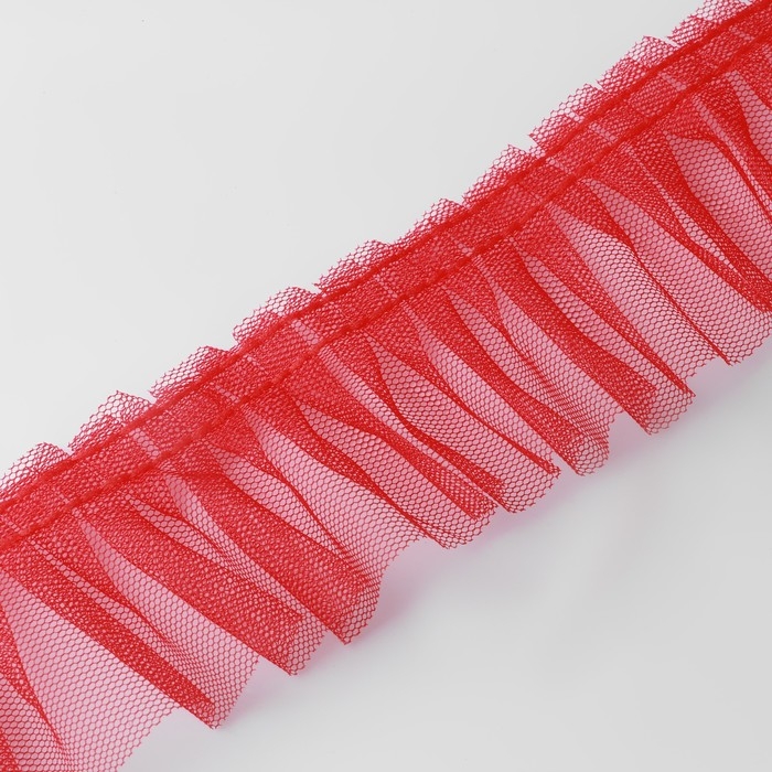 Рюш однослойный, 50 мм, 9 ± 0,5 м, цвет красный Рюш однослойный, 50 мм, 9 ± 0,5 м, цвет красный