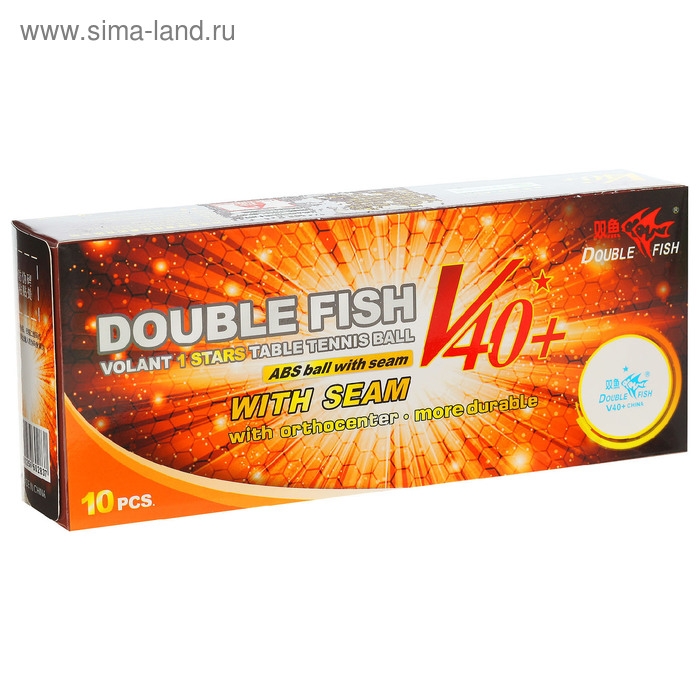 Мячи для настольного тенниса Double Fish, 1 звезда, 10 шт., диаметр 40+ Мячи для настольного тенниса Double Fish, 1 звезда, 10 шт., диаметр 40+