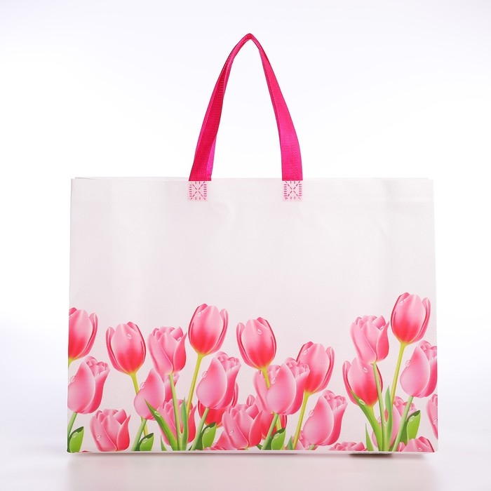 Сумка хозяйственная без застёжки, цвет белый/розовый Сумка хозяйственная без застёжки, цвет белый/розовый