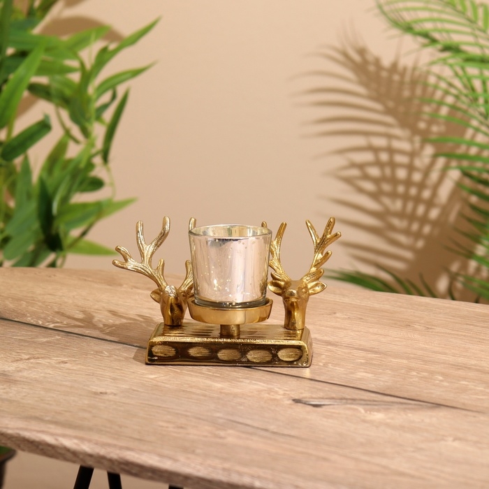 Подсвечник Подсвечник "Олени" алюминий 17х11х10 см