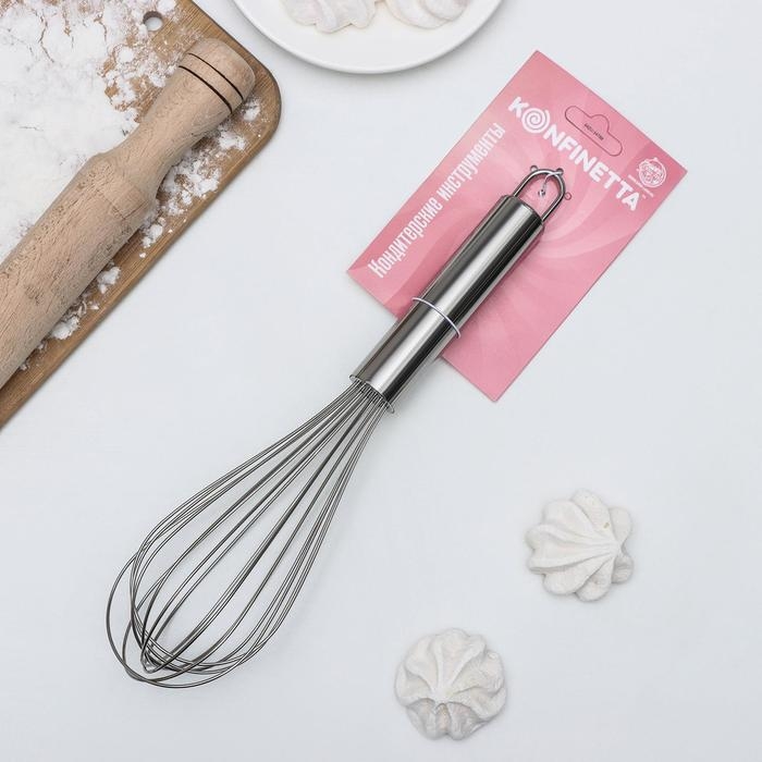 Венчик для взбивания KONFINETTA &laquo;Сильвер&raquo;, струна 1,3 мм, 30&times;8&times;8 см, цвет серебристый