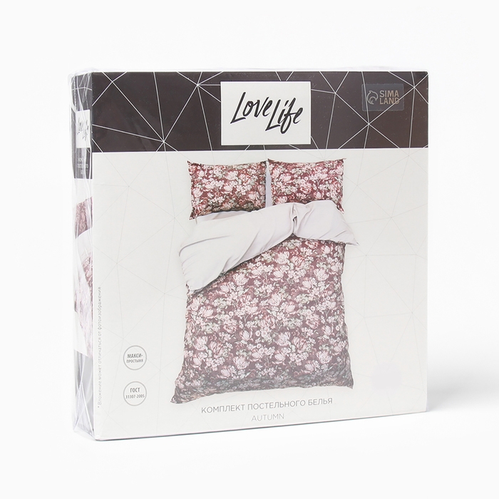Постельное бельё LoveLife евро Autumn 200х220см,225х240см,50х70см-2шт, жатка, 100% п/э, 100гр/м2