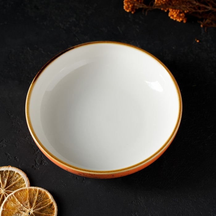 Тарелка фарфоровая глубокая Magistro &laquo;Церера&raquo;, 700 мл, d=18,5 см, цвет оранжевый