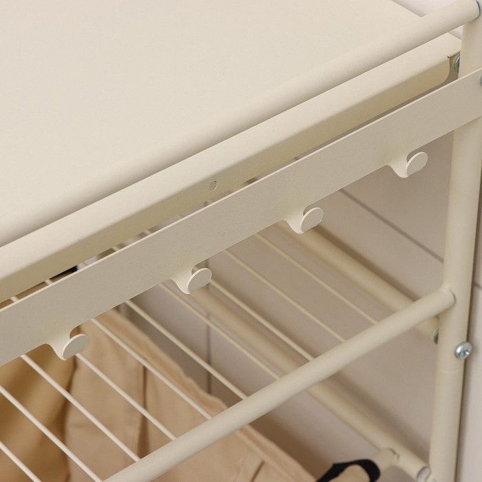 Стеллаж с корзиной для белья 2-х ярусный, 38&times;35&times;105 см, цвет бежевый