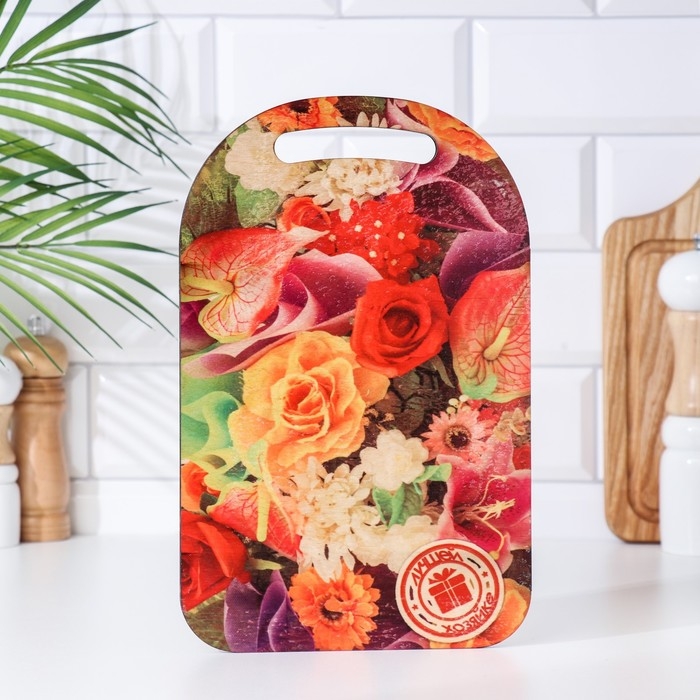 Набор деревянная разделочная доска и подставка под горячее с декором Набор деревянная разделочная доска и подставка под горячее с декором "№3" 29,25х18,75х1,1 см