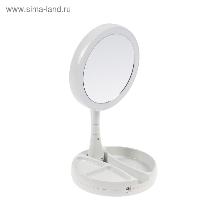 Зеркало Luazon KZ-09, подсветка, настольное, 30 &times; 16 &times; 16 см, увеличение х 10, USB, белое