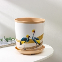 Горшок для цветов с поддоном Доляна «Каракум. Венценосный журавль», 1,6 л, d=14 см, h=15,5 см, цвет бежевый Горшок для цветов с поддоном Доляна «Каракум. Венценосный журавль», 1,6 л, d=14 см, h=15,5 см, цвет бежевый