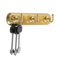 Вешалка ТУНДРА TVT002, металлическая, трёхрожковая, цвет золото