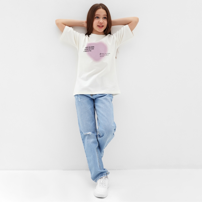 Футболка детская MINAKU  цвет молочный, рост 116 см