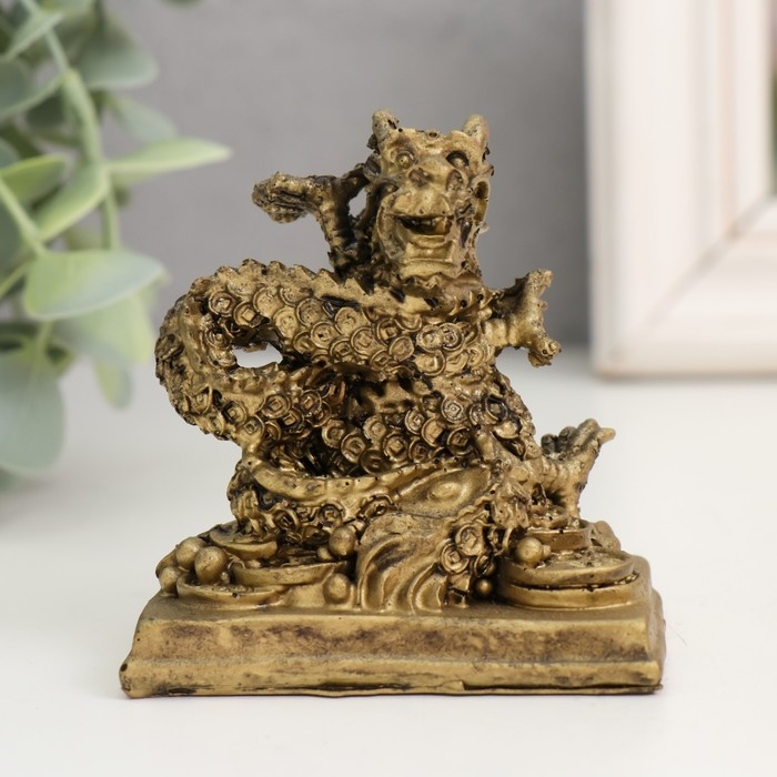 Нэцкэ полистоун под бронзу Нэцкэ полистоун под бронзу "Дракон. Денежная активация" 4,7х7х7,5 см