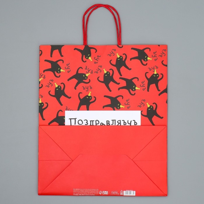 Пакет подарочный крафтовый, упаковка, &laquo;Поздравляю&raquo;, 28 х 32 х 15 см