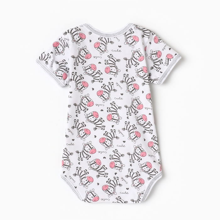 Боди детское с коротким рукавом, цвет розовый/зебры, рост 80