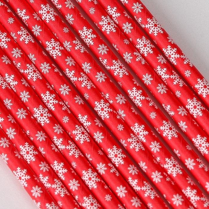 Новый год! Трубочки для коктейля &laquo;Снежинки&raquo;, набор 12 шт.