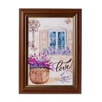 Ключница "Окно с лавандой" 15х21 см орех