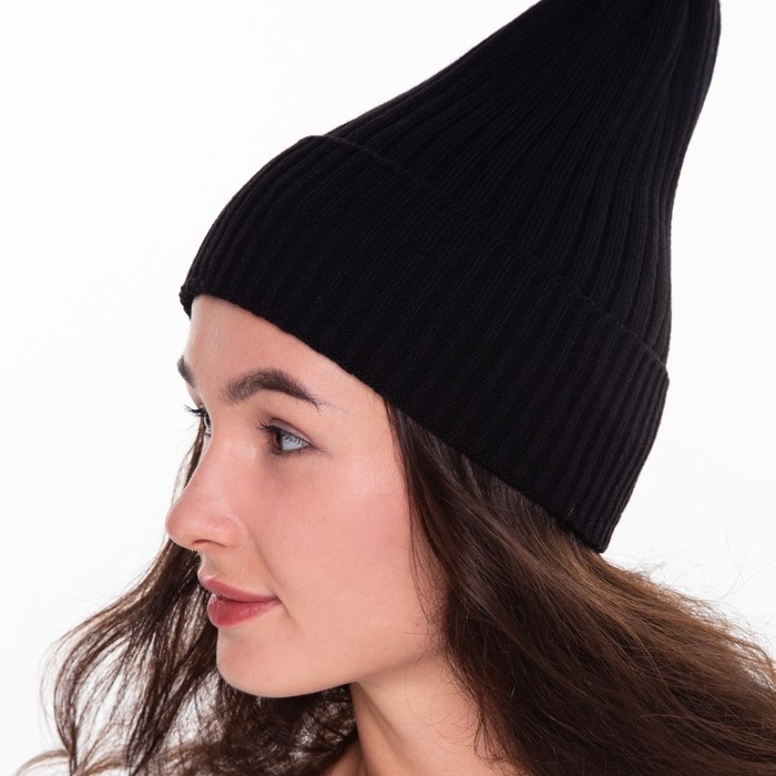 Шапка женская зимняя, цвет чёрный, размер 52-56 Шапка женская зимняя, цвет чёрный, размер 52-56